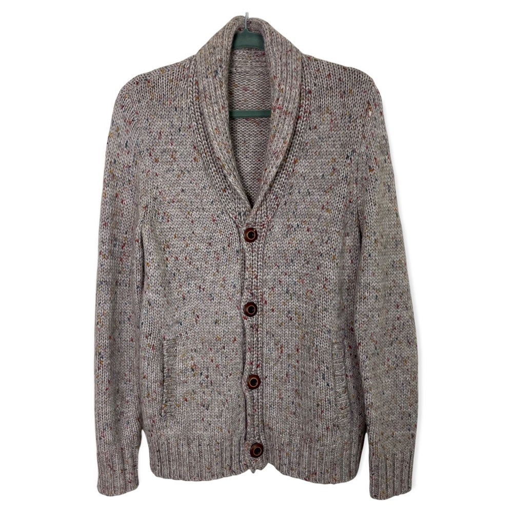 Express Chunky Cardigan Sweater Tan w Colorful Speckles Oversized Button Down